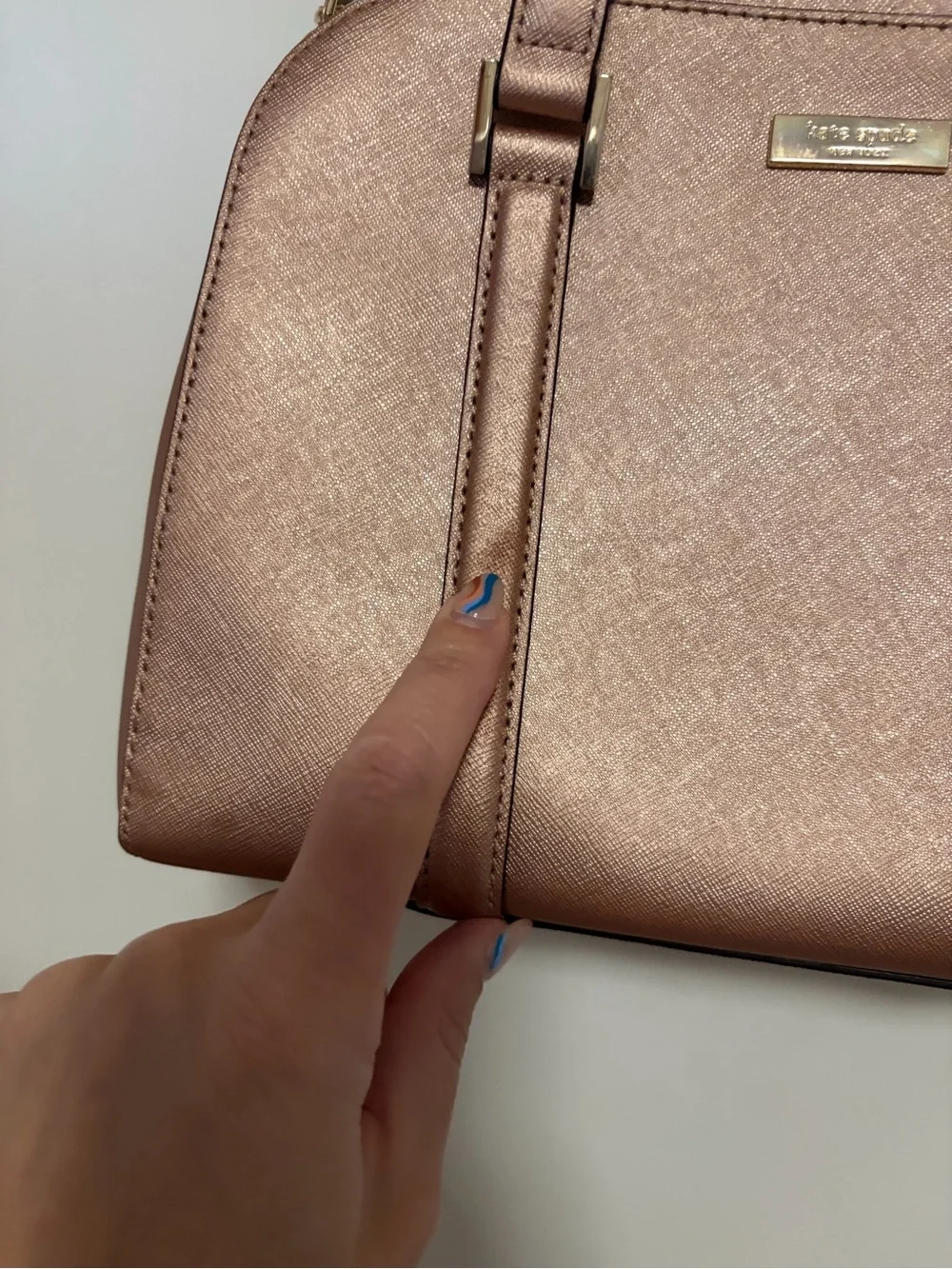 kate spade NY Small Felix Newberry Lane Metallic Rose Gold Crossbody Satchel